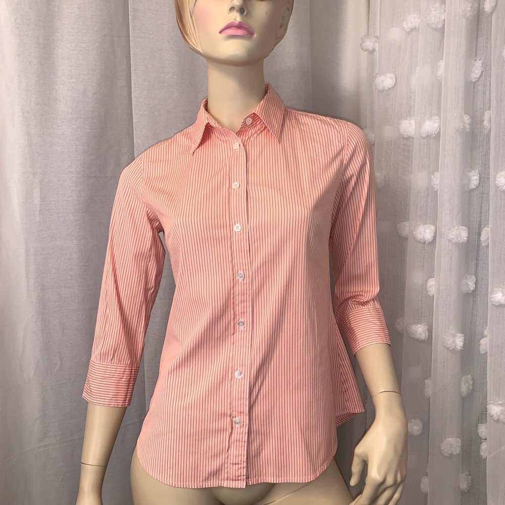 J. Crew Striped button down shirt with 3/4 sleeves, size small